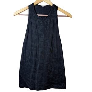 Lululemon Miles Ahead Women's Mesh Black Camo Tank Split Back Size XS 2